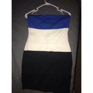 Forever 21 Strapless Tri-Color Tube Minidress